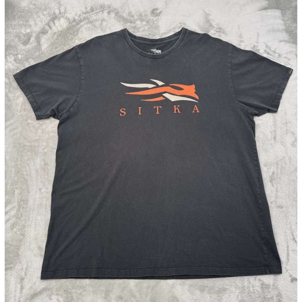 Sitka Gear T-Shirt Mens 2XL Black Short Sleeve Logo Hunting Cotton Graphic